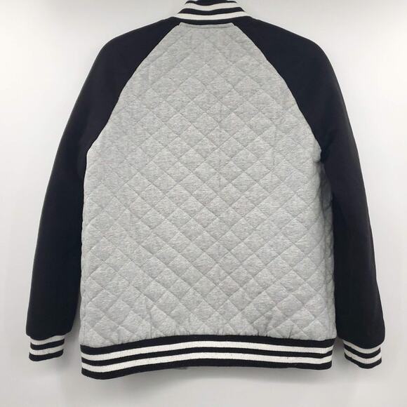Forever 21 Varsity Jacket Small Womens Gray Quilted Sport Girlfriend - Picture 2 of 11